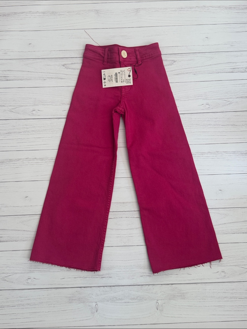 NWT Zara Bright Magenta Wide-Leg Jeans